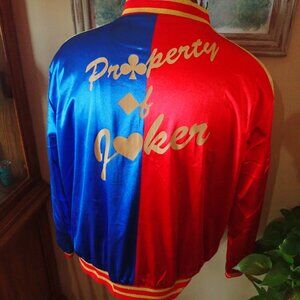 Adult Harley Quinn Jacket Property of Joker Satin Cosplay Halloween Sz XL